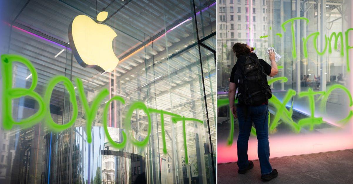 Cửa hàng Apple ở New York bị biểu tình phun sơn vì liên hệ Trump