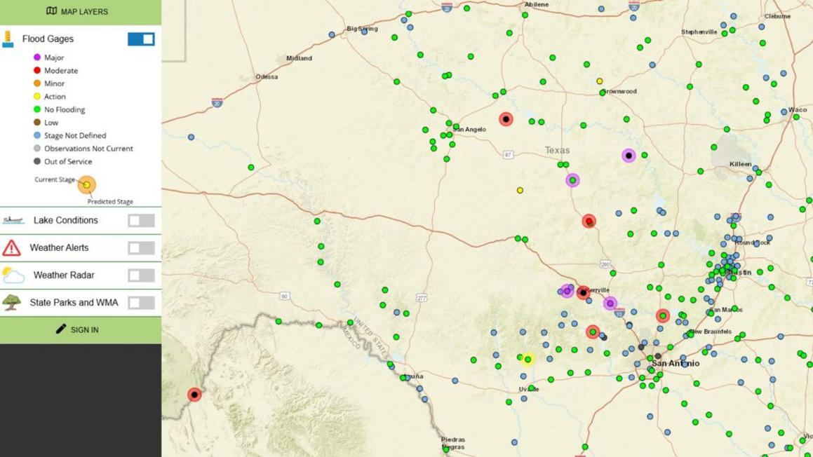 Texas: Cập nhật bản đồ lũ lụt và tình trạng đường xá