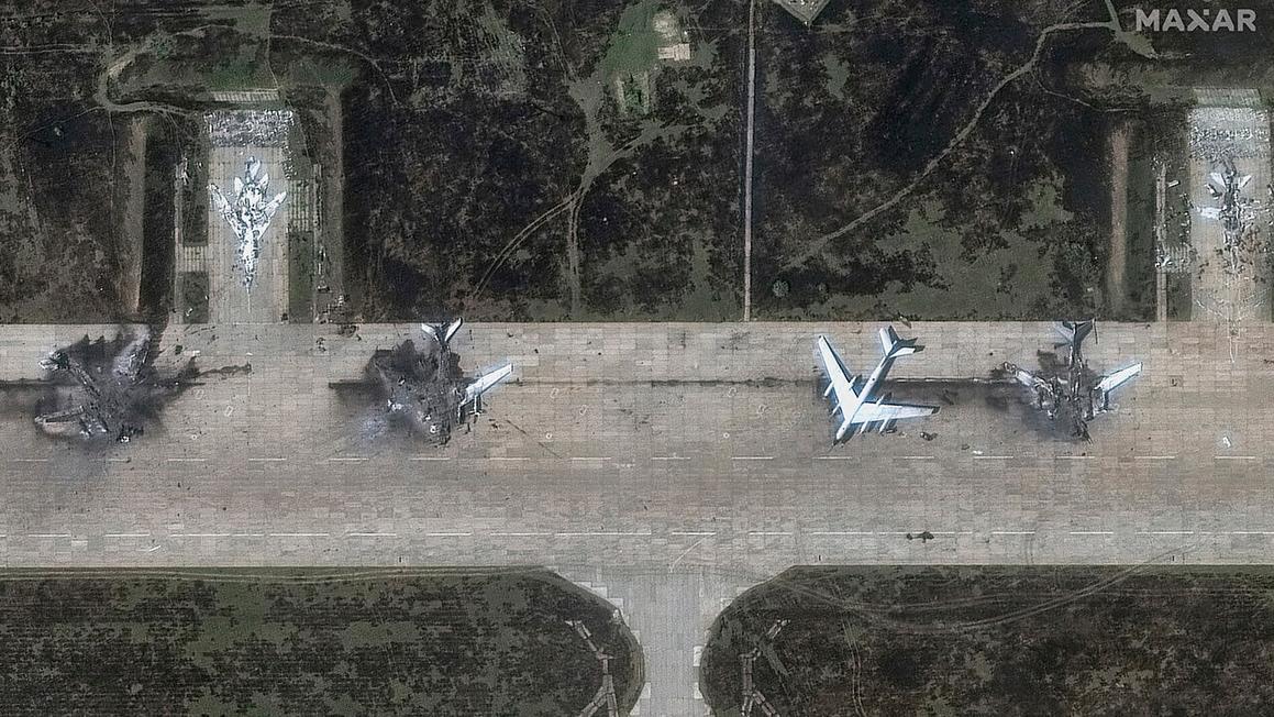 russia ukraine drone attack satellite image