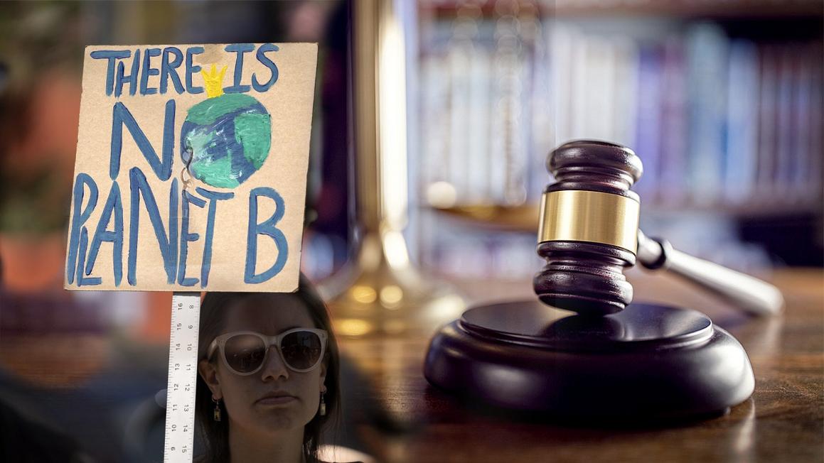 climate protest judge gavel blend