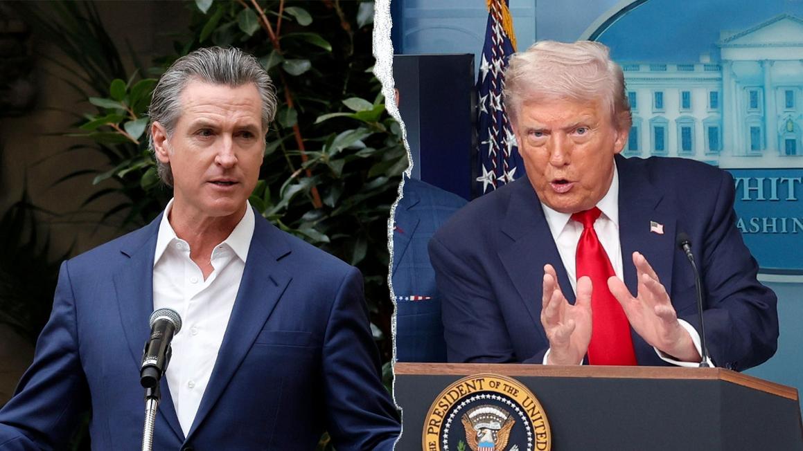 gavin newsom donald trump lawsuit cracked stone split 2